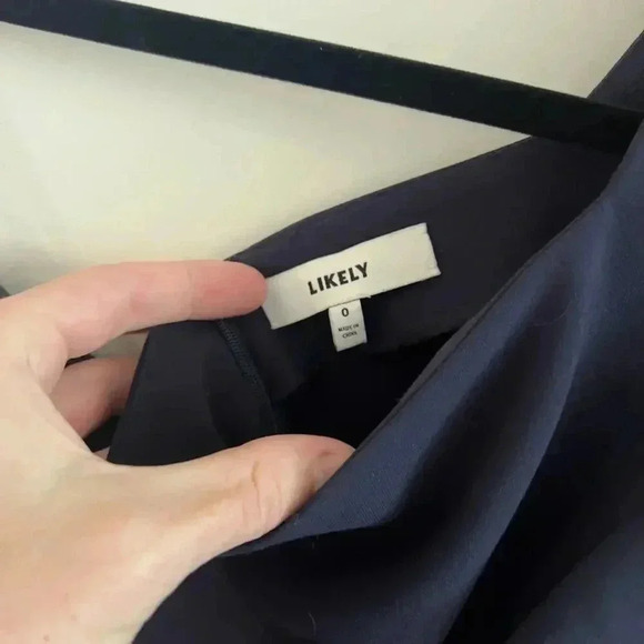 94 Likely One Shoulder Navy Blue Dress Size 0 - Picture 5 of 6